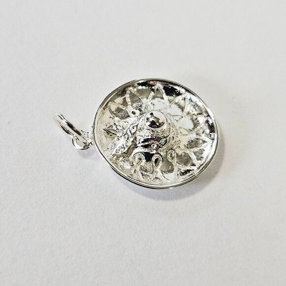 vintage Jewelry - Vintage '80s Old Stock Small Silver 3D Mexican Sombrero Hat Pendant Charm